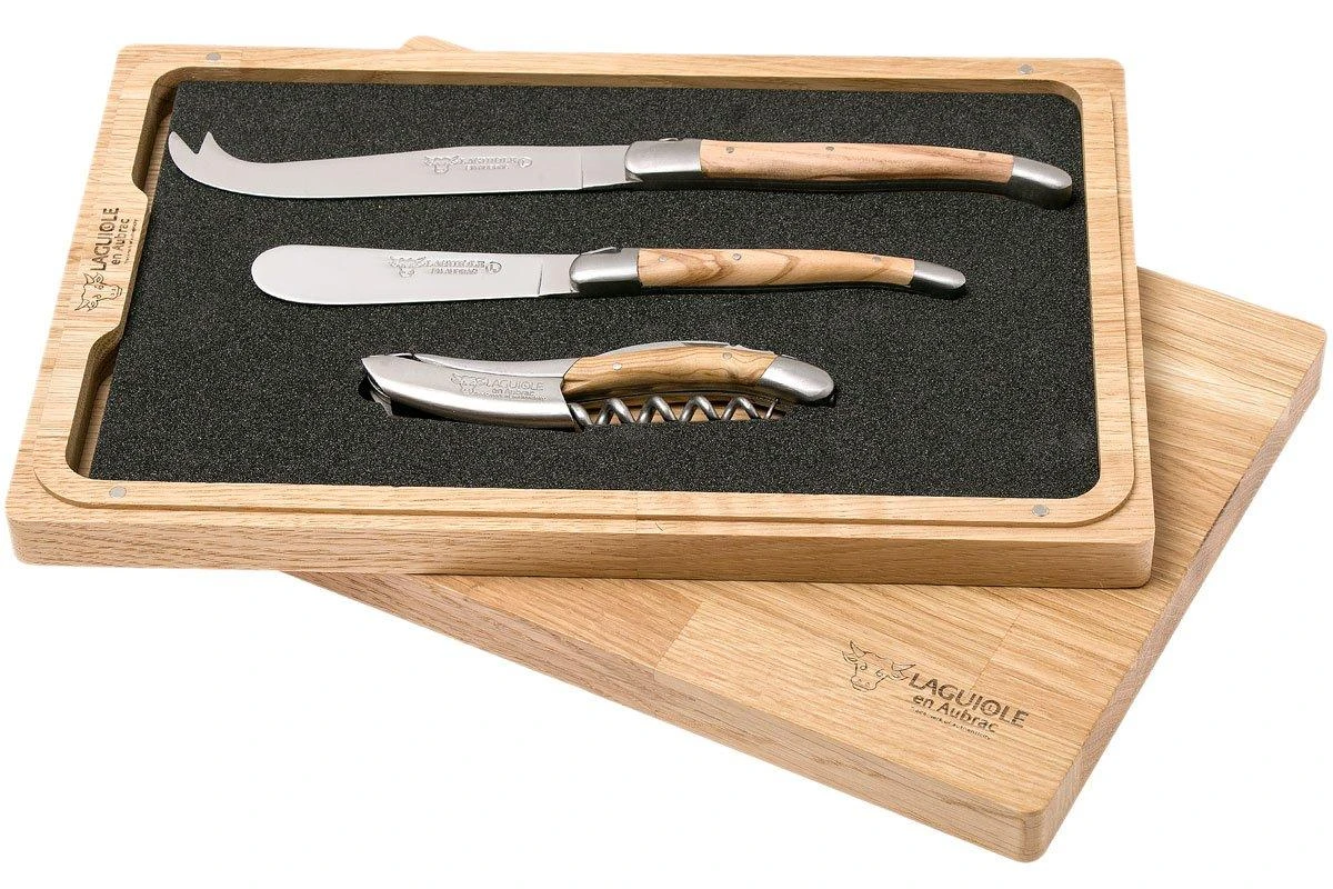 Laguiole En Aubrac Set De Cuchillos Para Vino Y Queso 3-unidades De Madera De Olivo, SFV99OLIH 4 Laguiole En Aubrac Set De Cuchillos Para Vino Y Queso 3-unidades De Madera De Olivo, SFV99OLIH - Imagen 4
